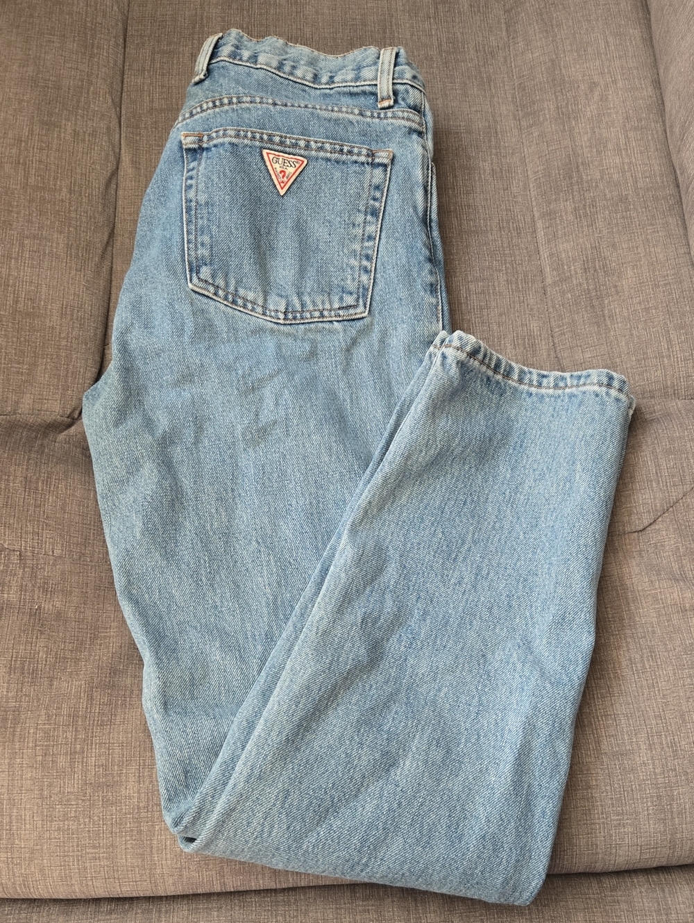 Guess Light Wash Straight Leg Jeans with Triangle Logo
